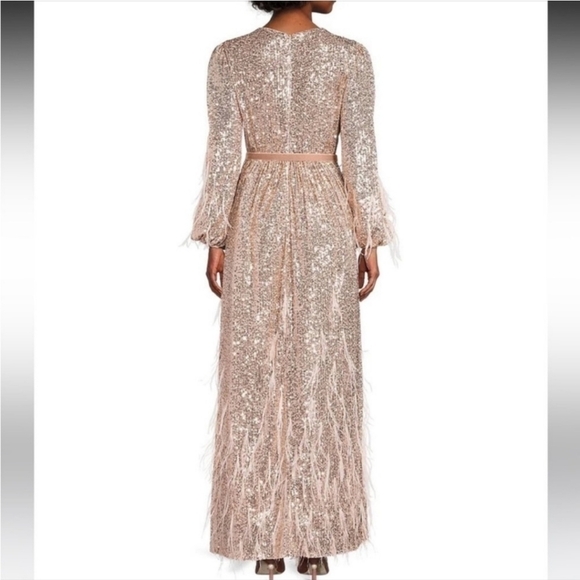 ANTONIO MELANI xNicola Bathie Nicola Sequin Belted Feathered A-Line 0 dress - Picture 6 of 16